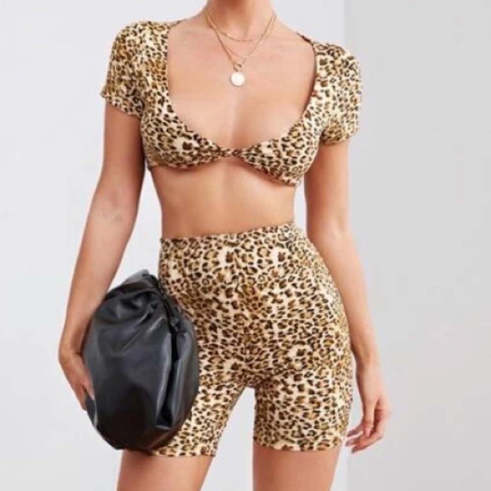 New Leopard Biker Short Set
